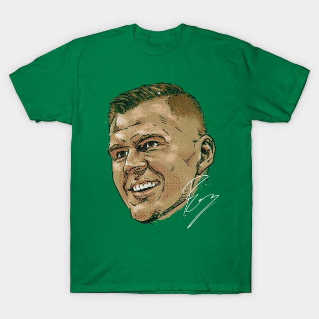 Kristaps Porzingis Boston Smile T-Shirt by ClarityMacaws